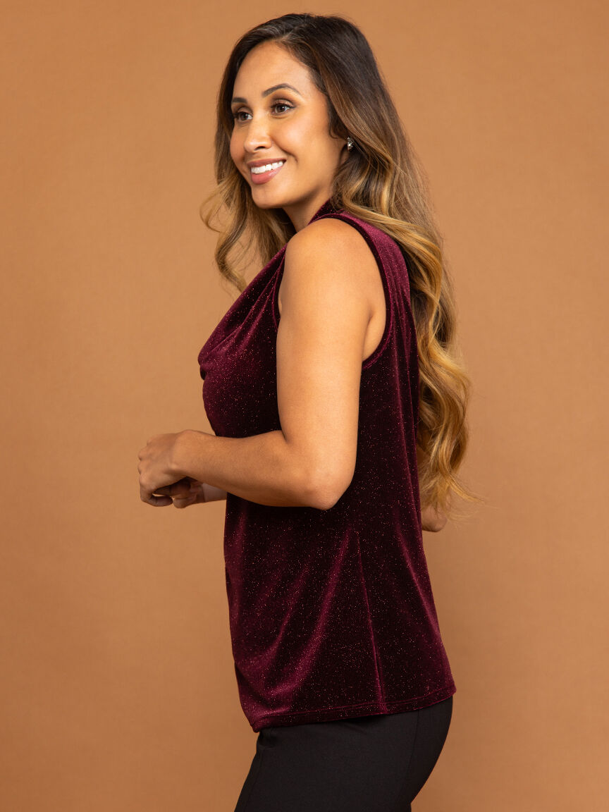 Sparkly Glitter Cowl Neck Top Image 3