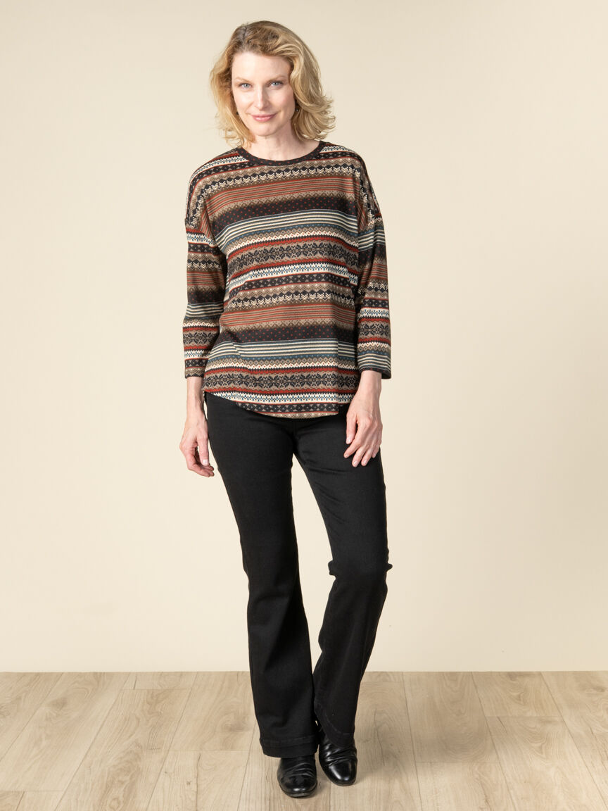 3/4 Sleeve Top Crew Neck 