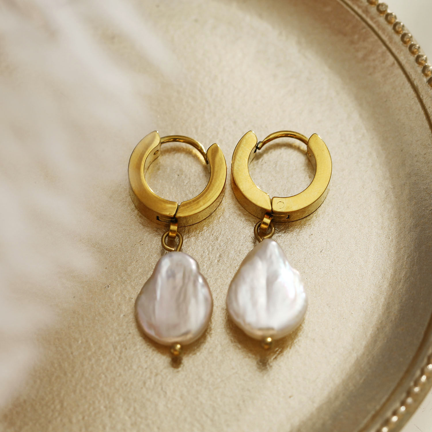 GAIA Baroque Freshwater Pearls on Mini Hoops Image 3