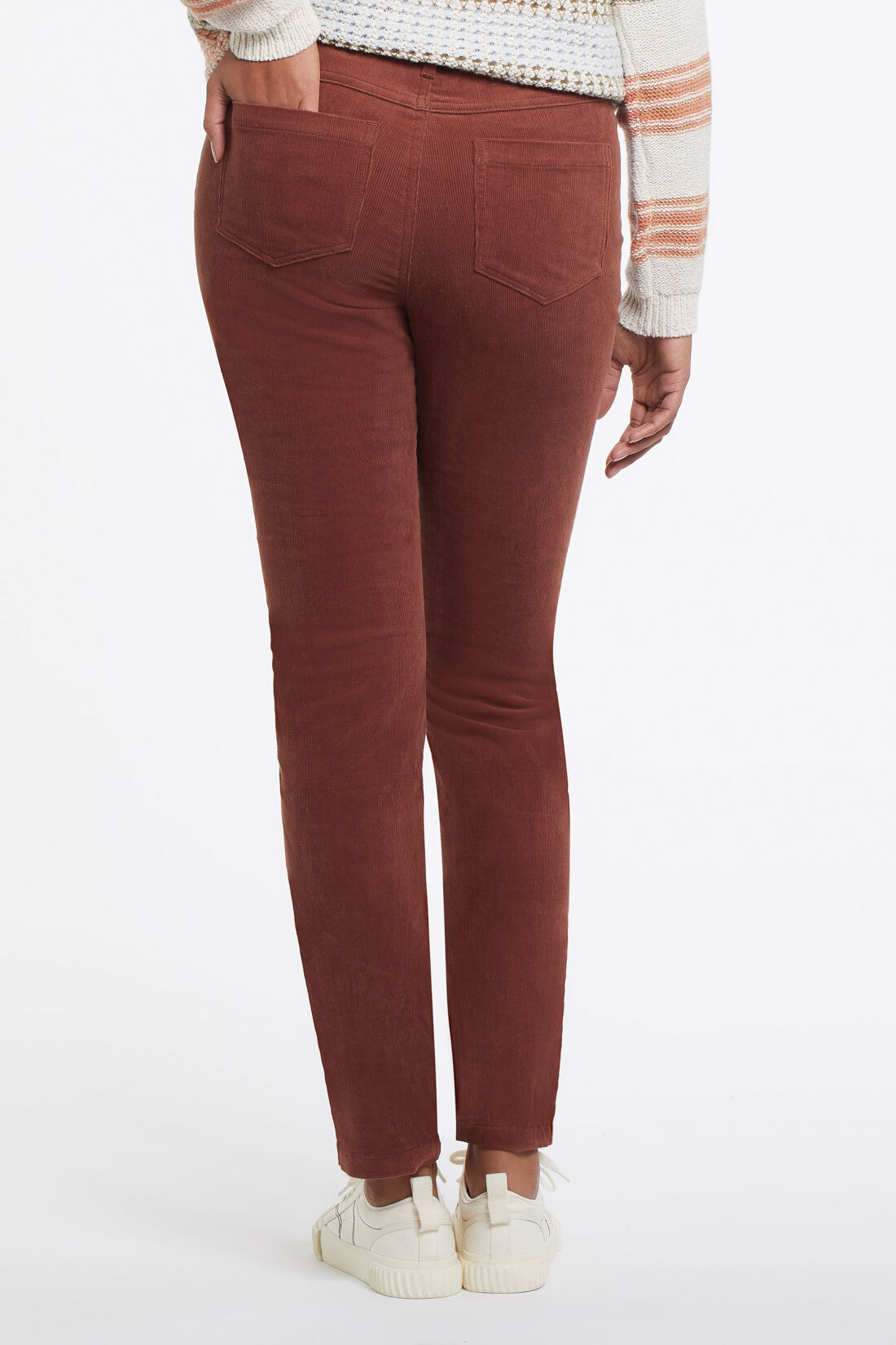 Corduroy Straight Leg Patch Pocket Pull-On Pants Image 2