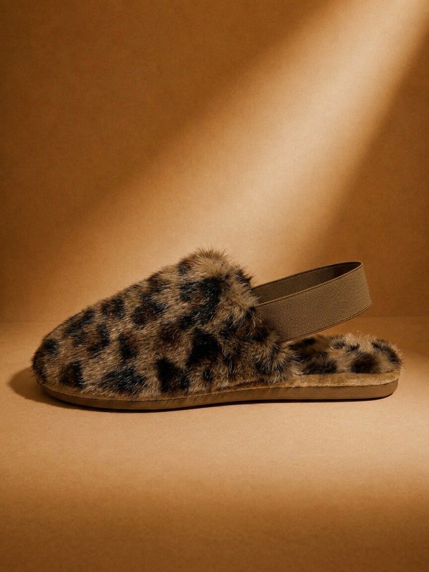 Elastic Back Faux Fur Slippers