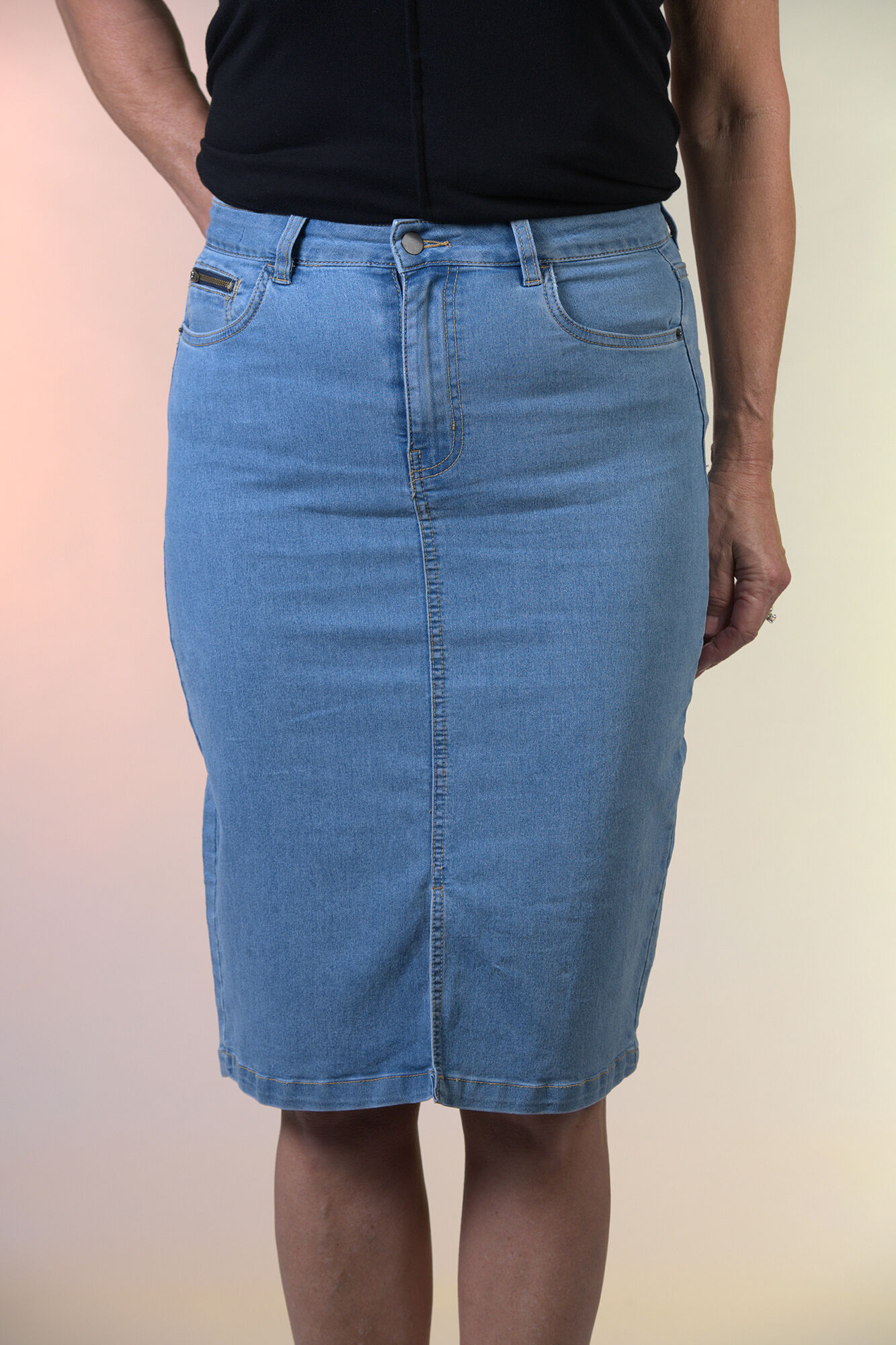 Kaffe Atalin Denim Skirt Midi Length Image 2