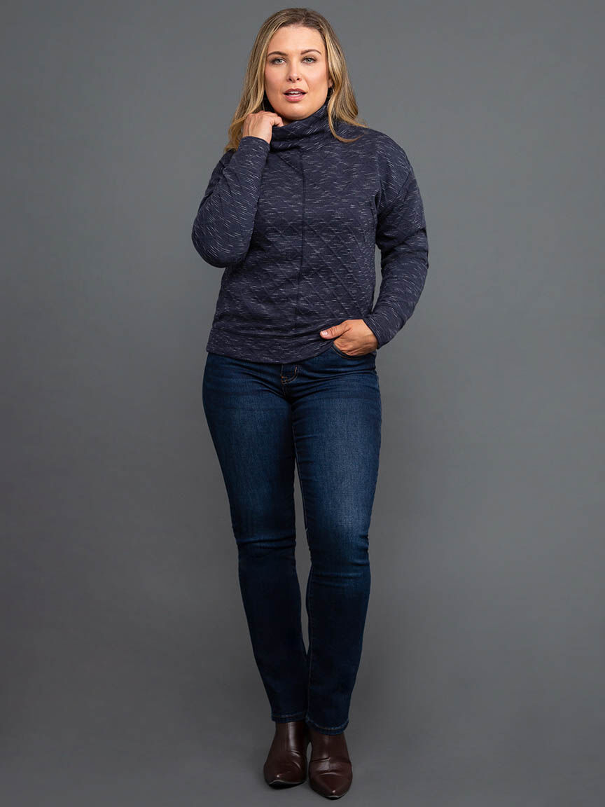 Long Sleeve Knit Top with Cowl Neck