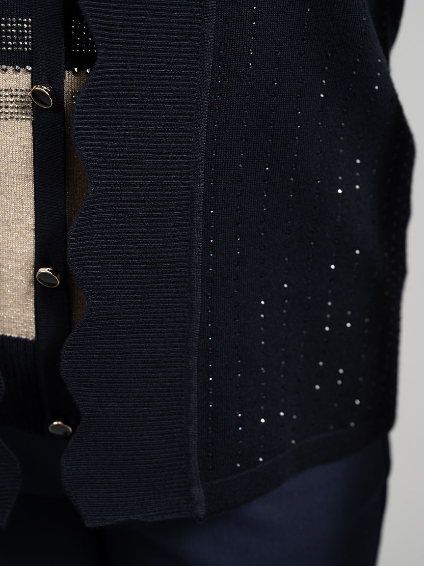 Scallop Open Front Cardigan With Hotfix