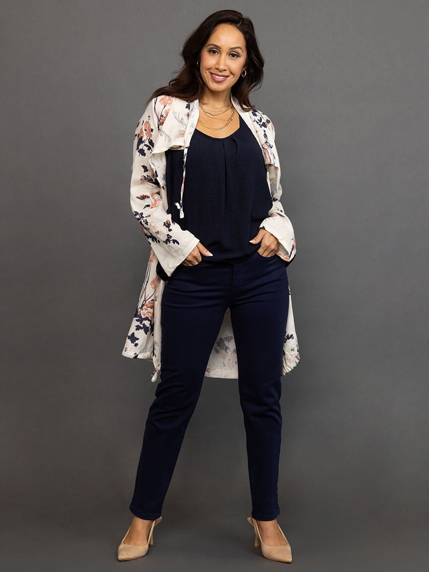 Long sleeved floral cardigan with front pockets