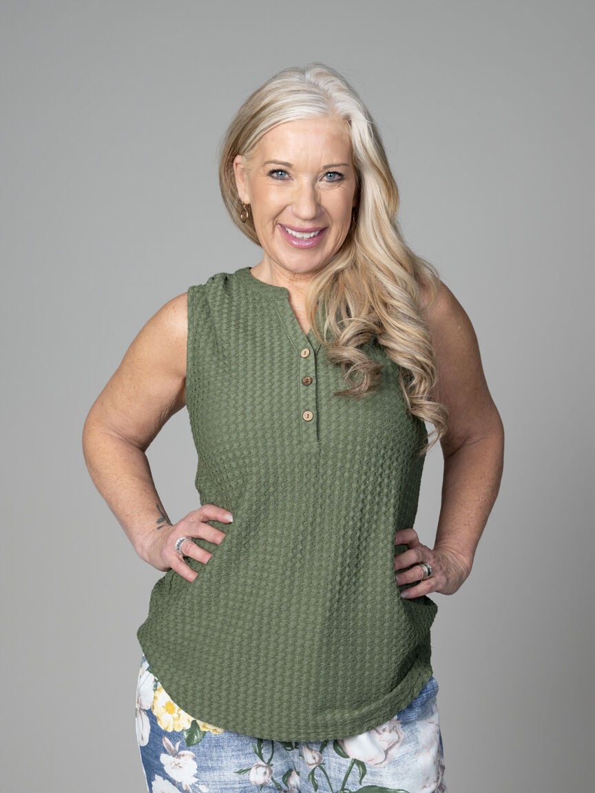 Sleeveless Henley Top