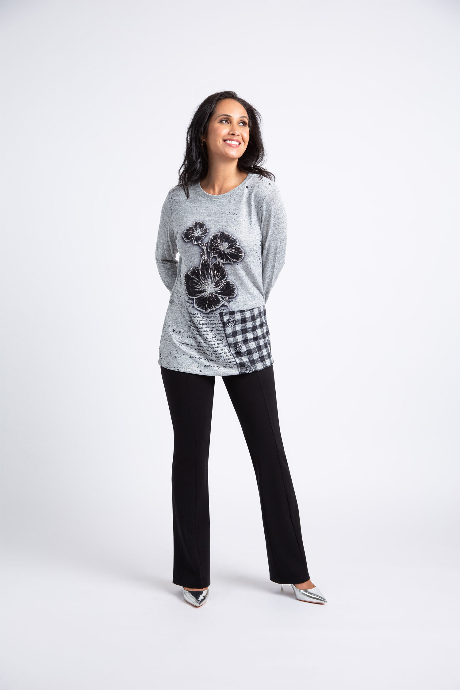 Long Sleeve Rhinestone Tee  Image 1