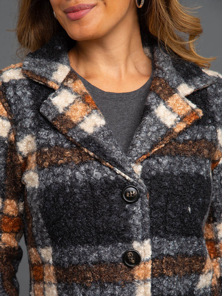 Plaid Boucle Shacket Image 5