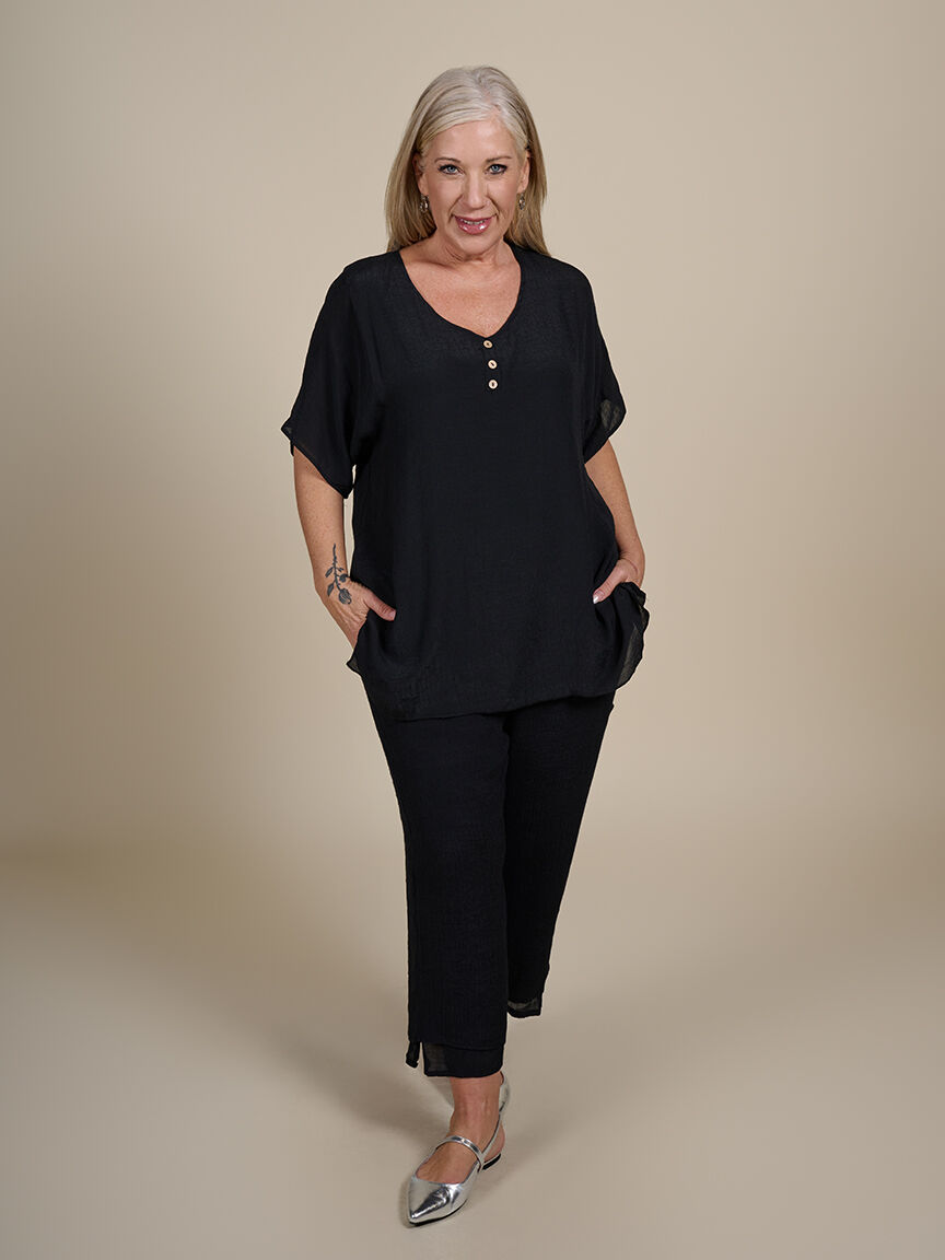 Short Sleeve V Neck Top 