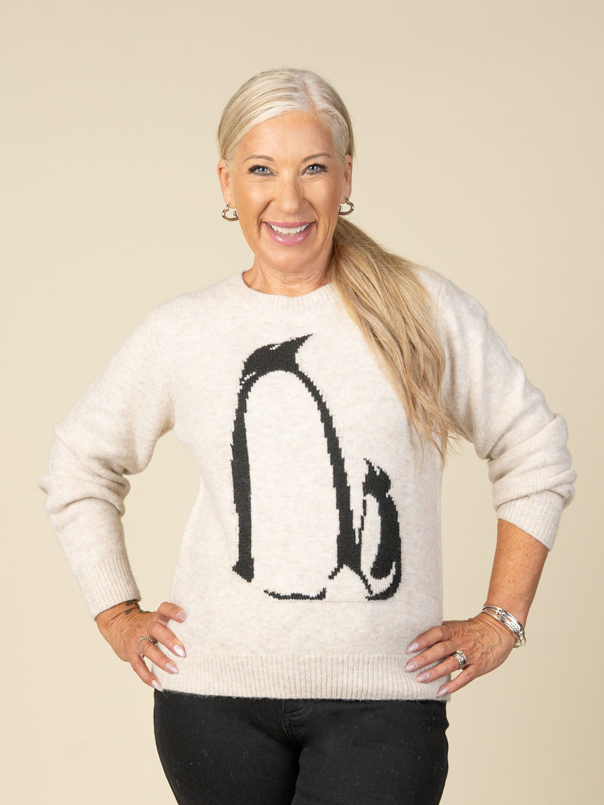 Long Sleeve Knit Penguin Sweater