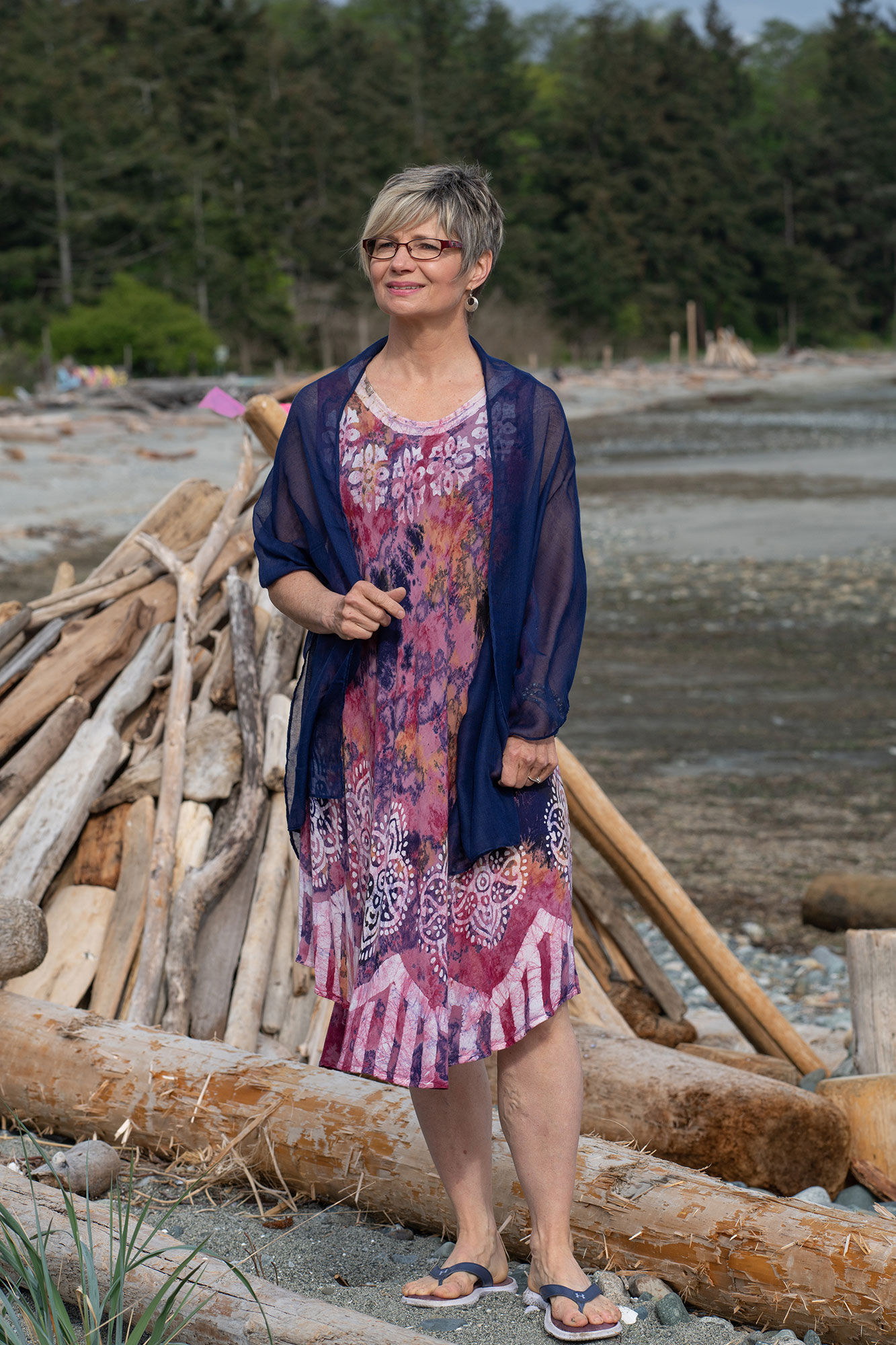 Sleeveless Embroidered Tie Dye Swing Dress Image 1