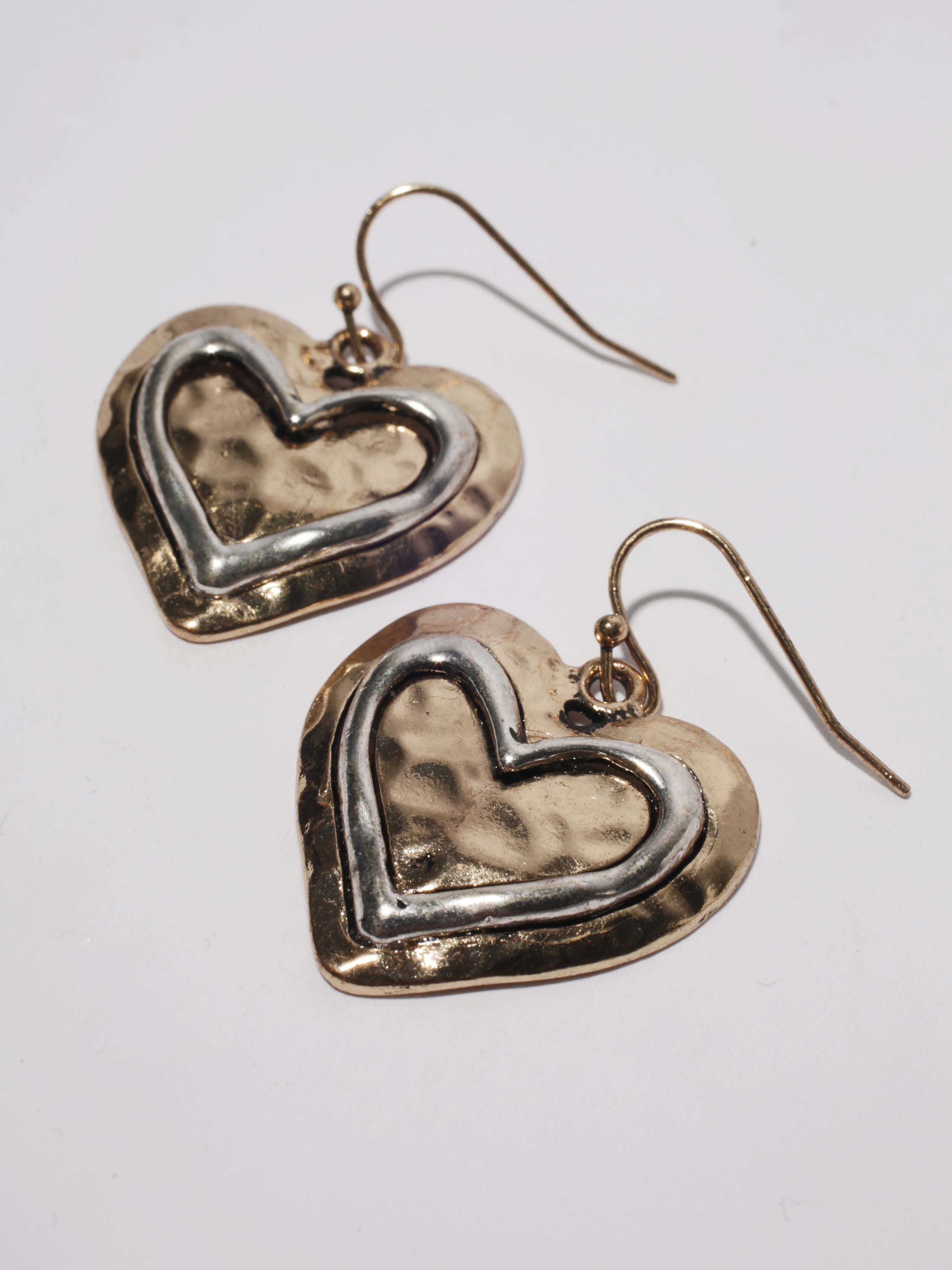 Two-Tone Heart Drop Earrings Image 1