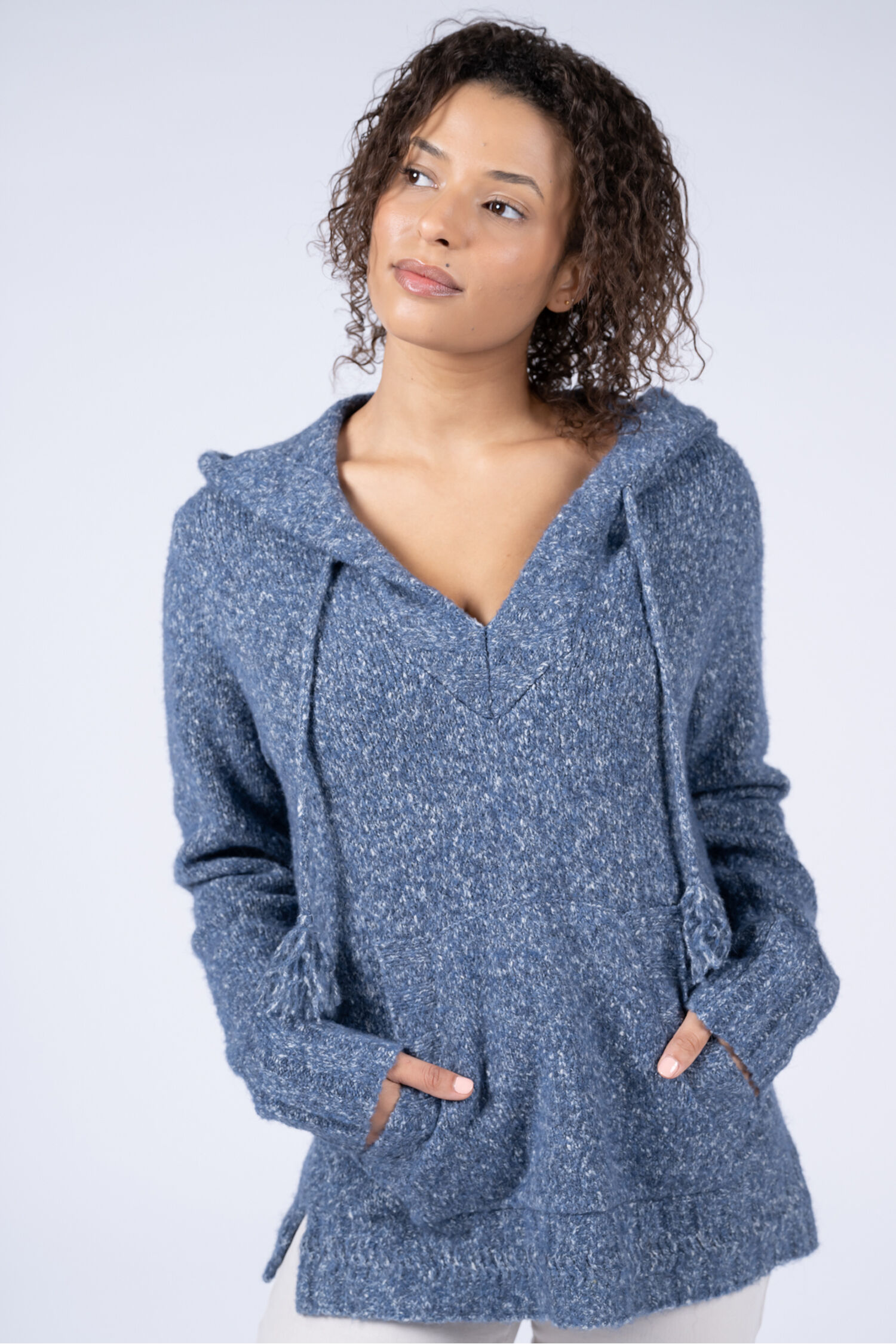 V-Neck Hooded Sweatshirt Image 1