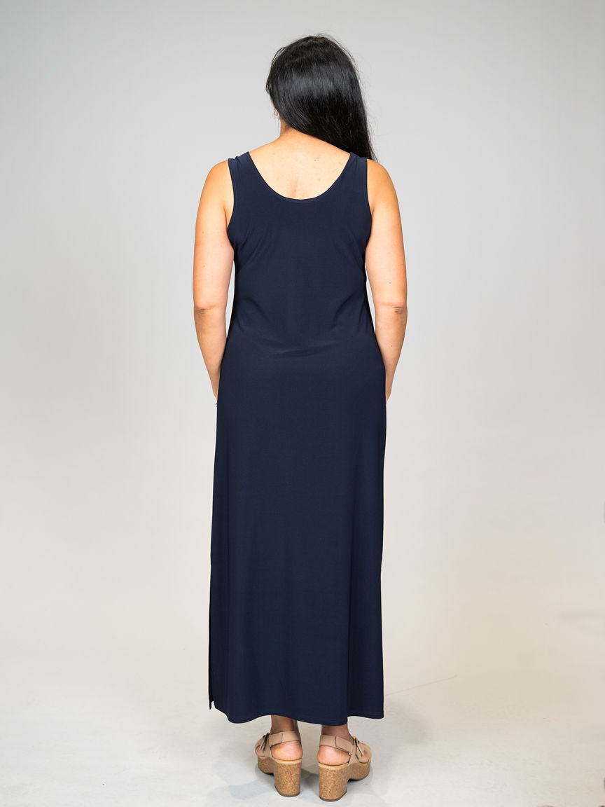 Long Luxe Sleeveless Dress with Side Slits Image 2