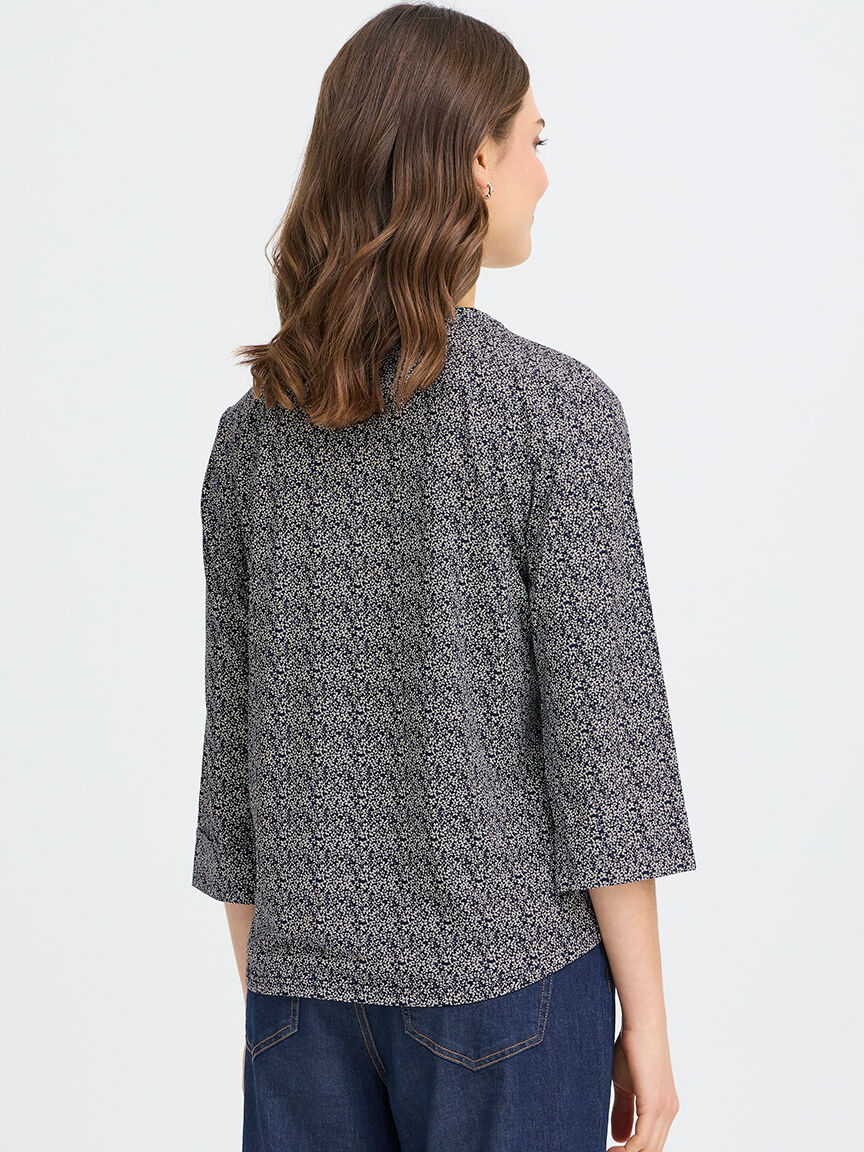 Mid Sleeve Crew Neck Top