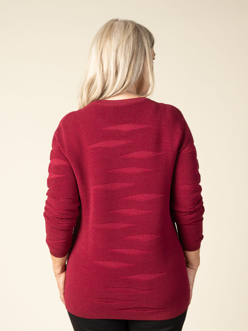 Long Sleeve Crewneck Textured Sweater