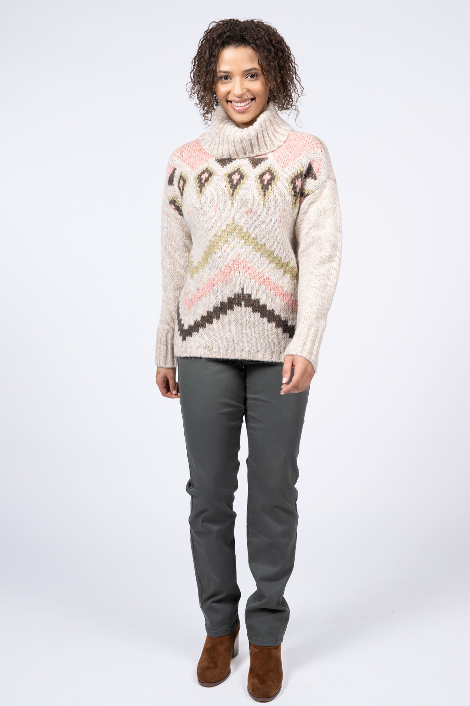 Drop Shoulder Cowl Neck Wool Sweater  Image 3