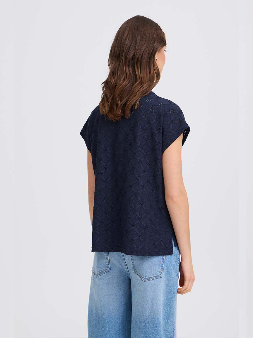 Short Sleeve Eyelet Top
