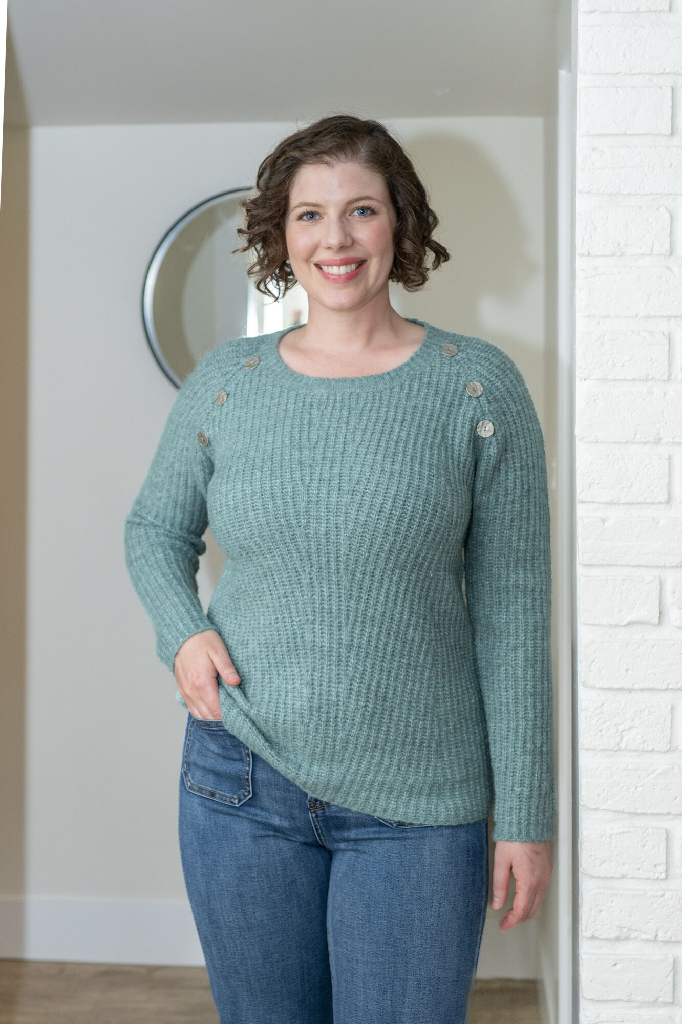 Raglan Shoulder-Buttons Autumn Sweater Image 1