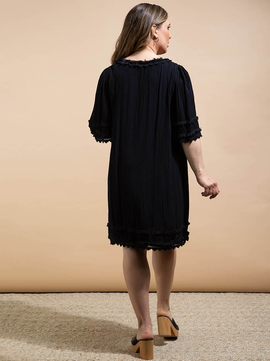 Flowy Knee Dress w/ Tassels Image 3