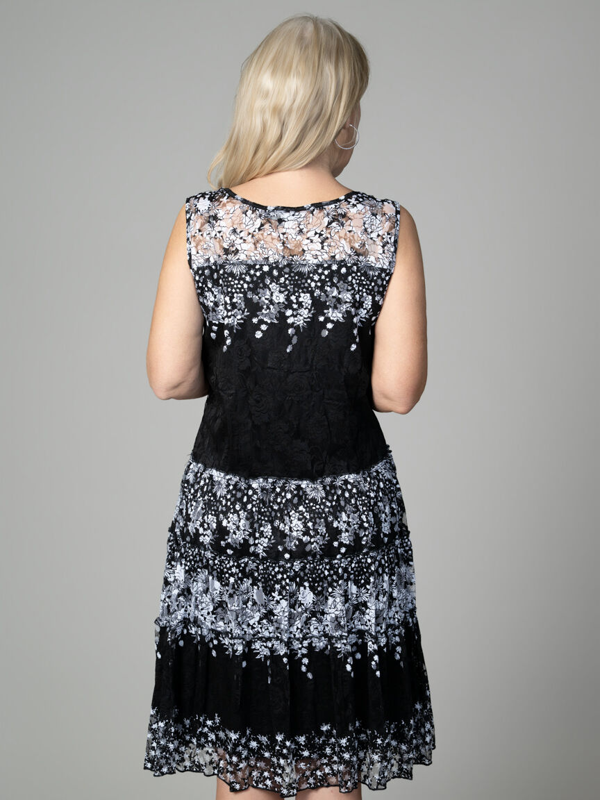 Tiered Sleeveless Knee Length Dress