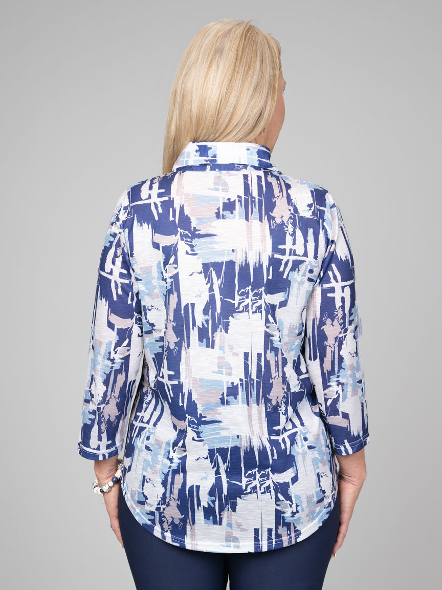 3/4 Sleeve Snap Button Shirt