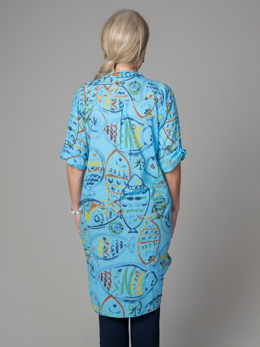 Button-Up Elbow Sleeve Tunic