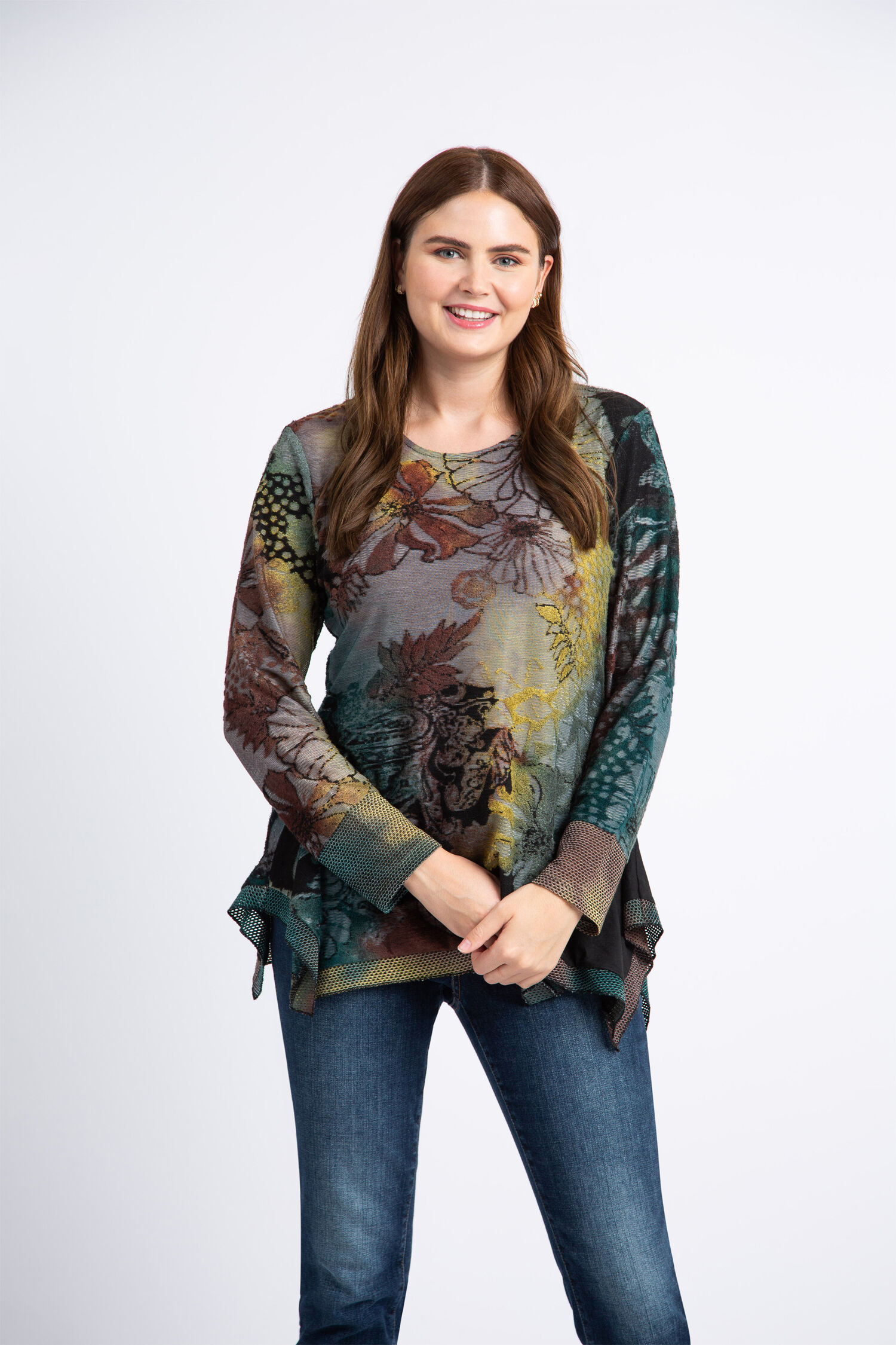 Long Sleeve Handkerchief Hem Top  Image 2