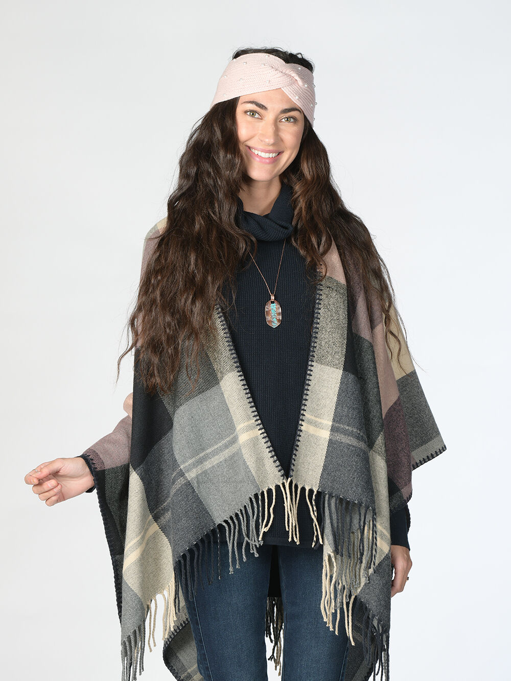 Dreamy Plaid Poncho Cape Image 1