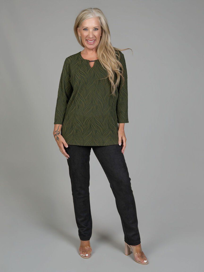 3/4 Sleeve Top With Keyhole Neckline Image 4