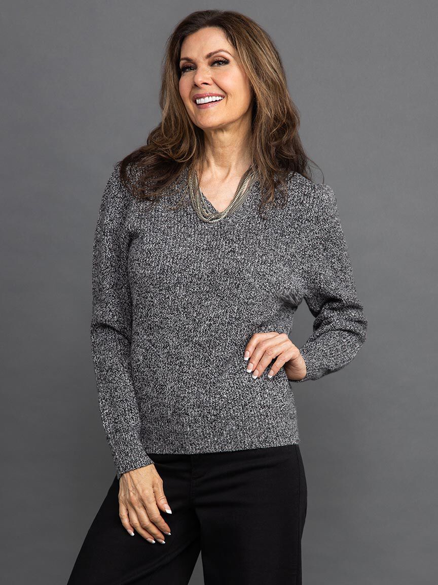 Long Sleeve V Neck Sweater Image 2