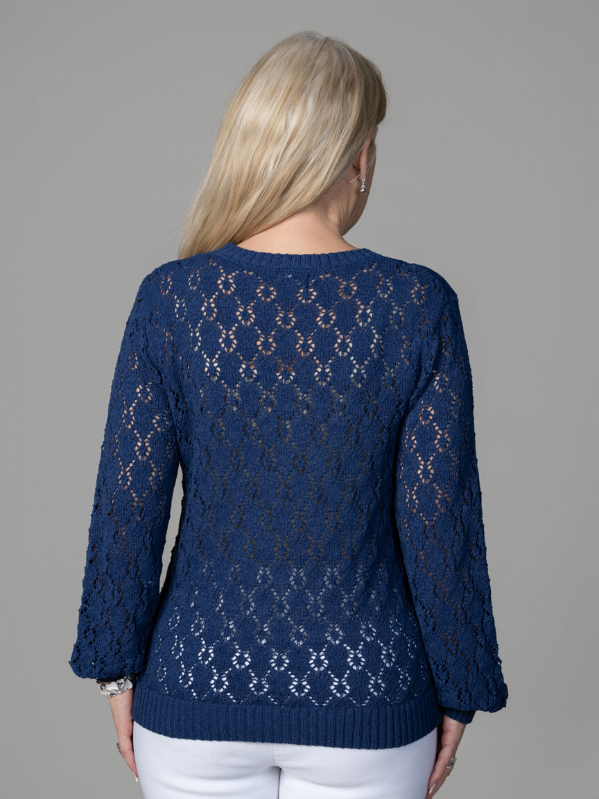 Long Sleeve Eyelet Knit Sweater