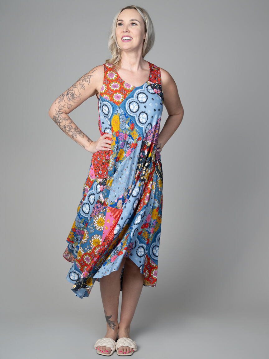 Sleeveless Patchwork Maxi Dress