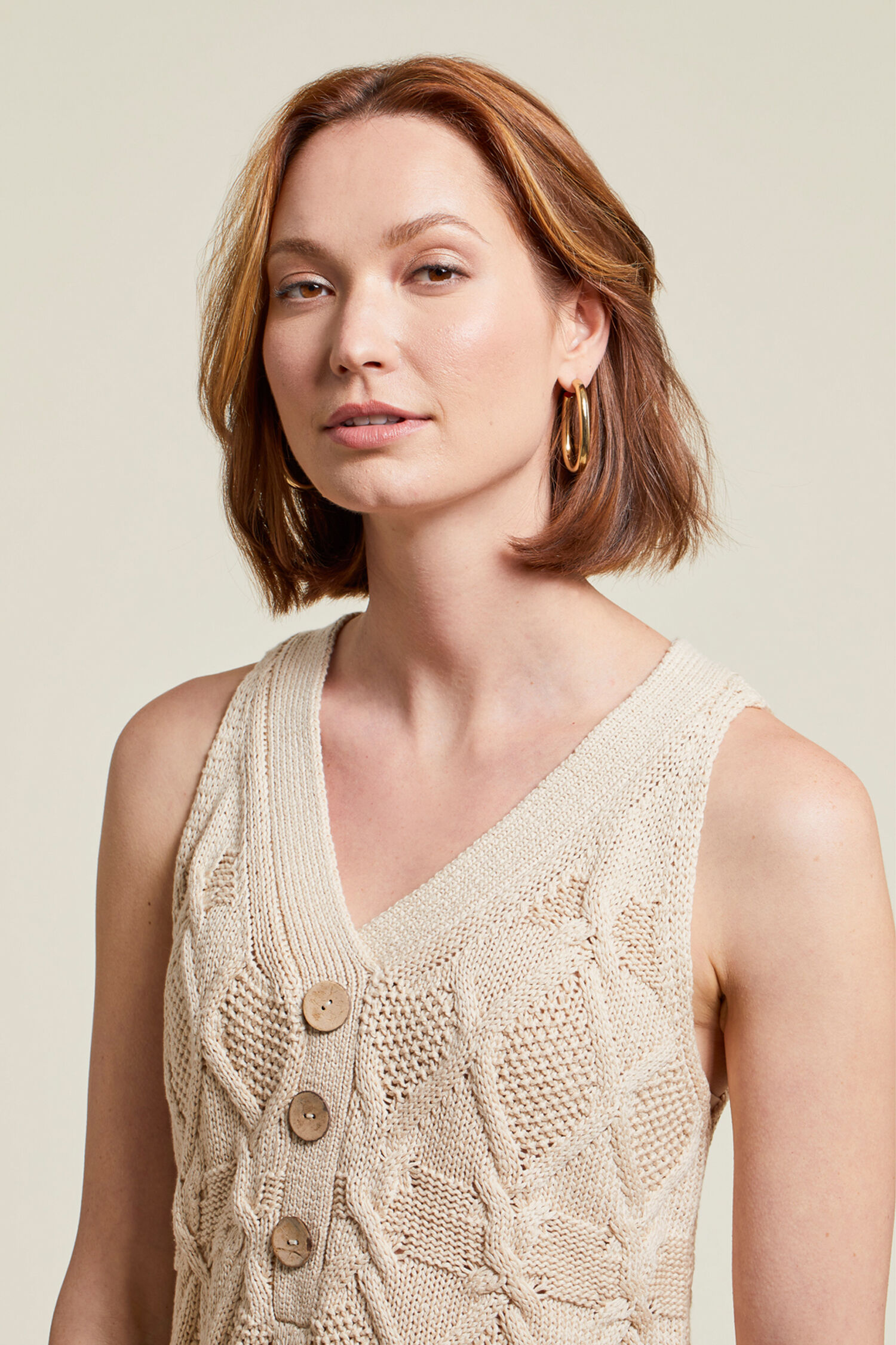 Sleeveless Cable-Knit Sweater Image 3