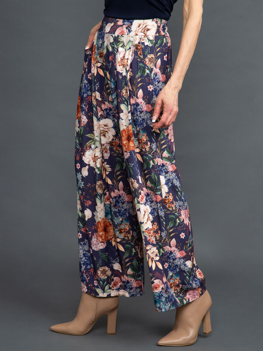 Wide Leg Floral Trousers Image 3