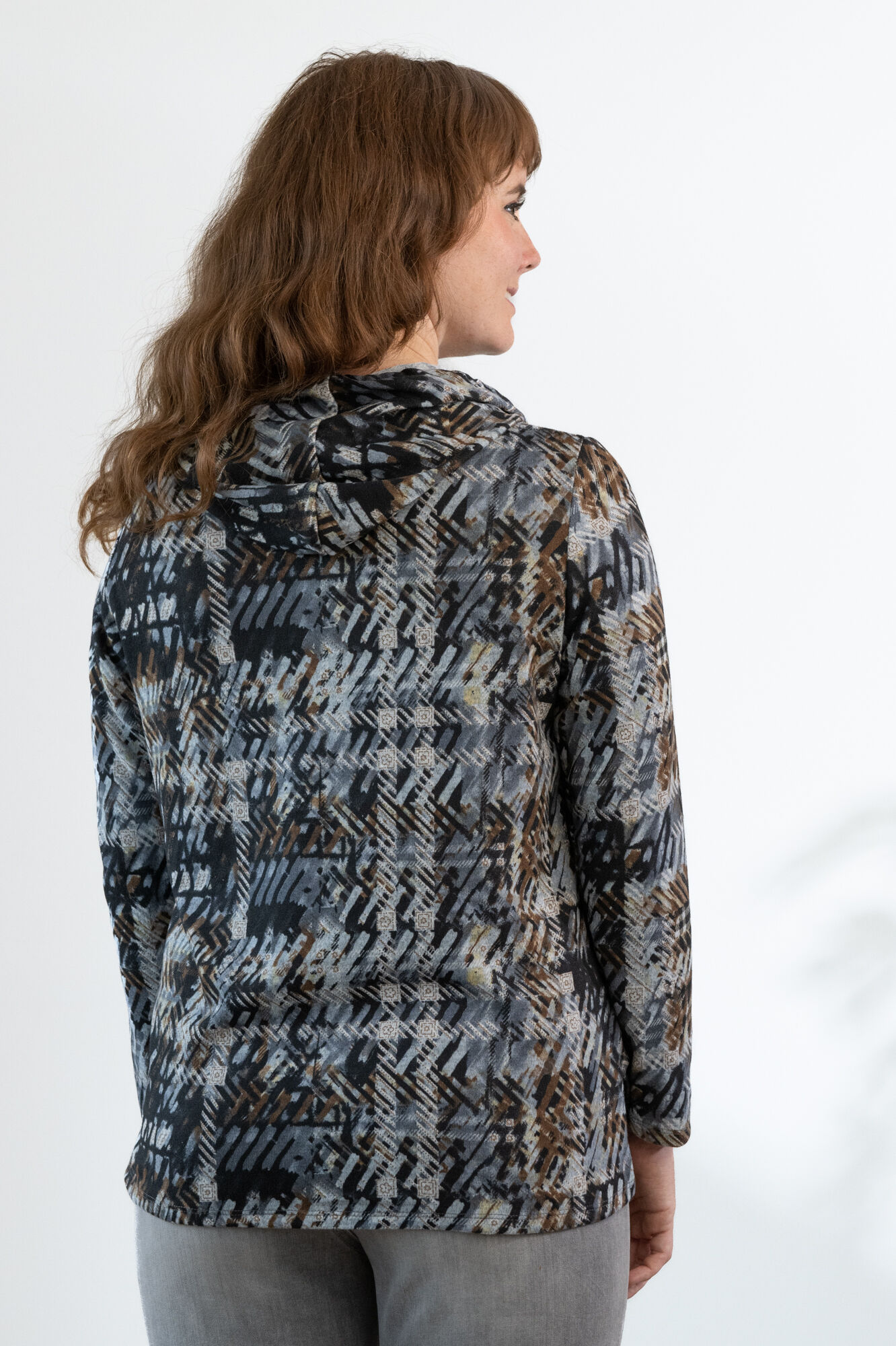 Printed Heathered Sweatshirt Hoodie Image 2