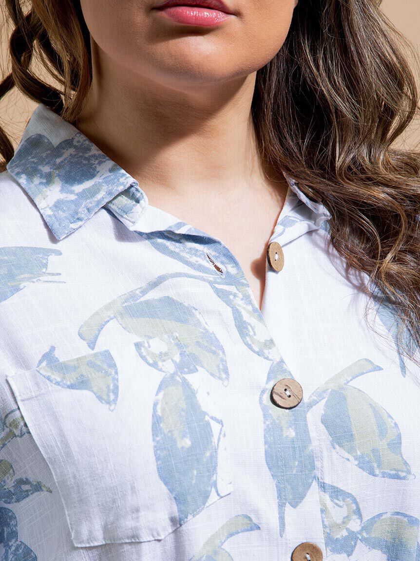 Button-Up Linen Midi Dress Image 5