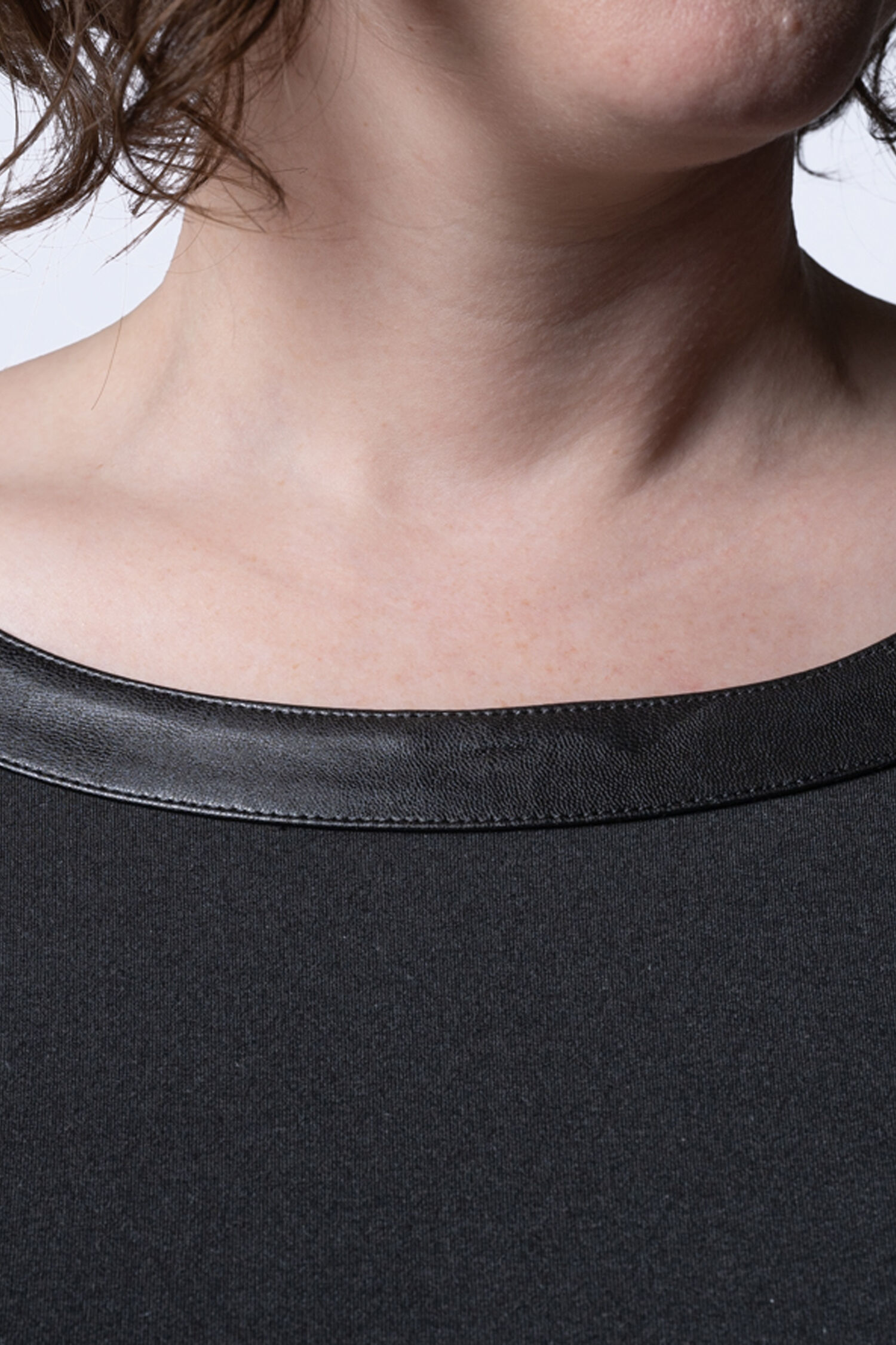 Long Sleeve Pleather Trim Top  Image 3