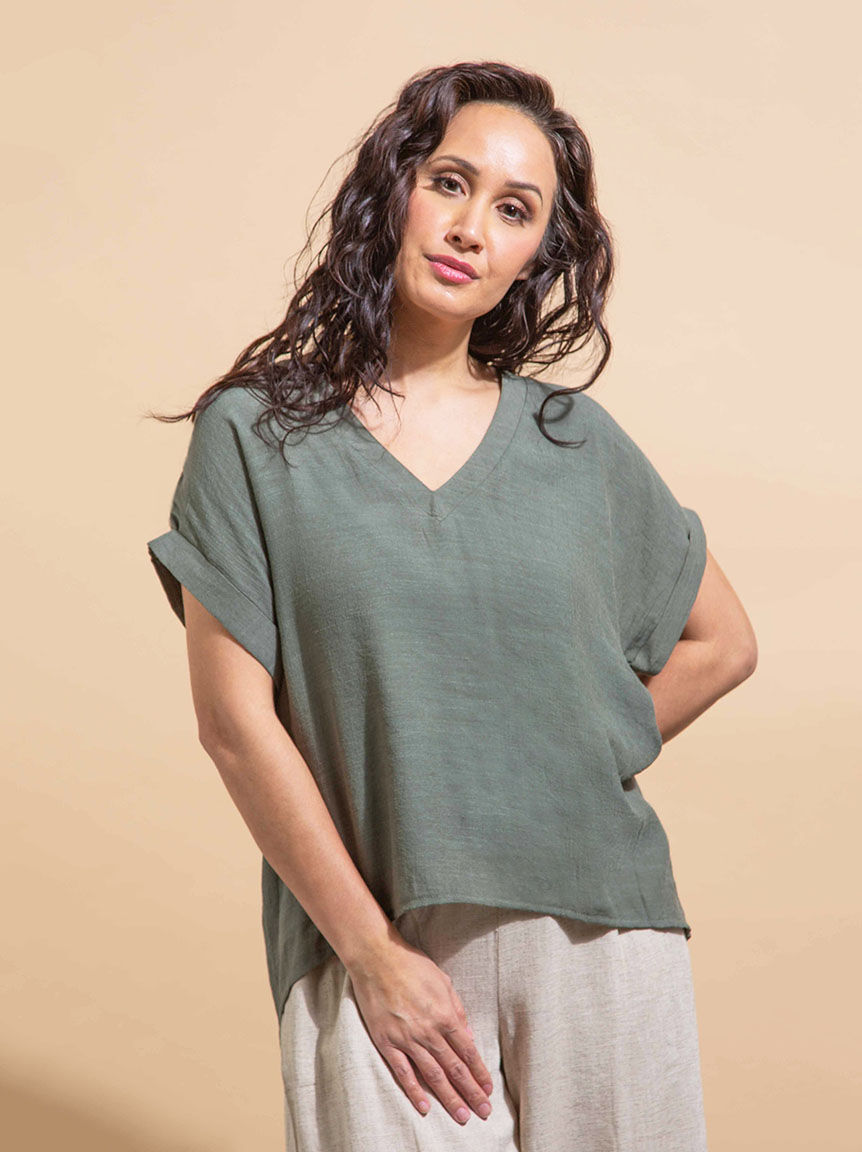 Dolman Sleeve Curved Hem Top Image 2