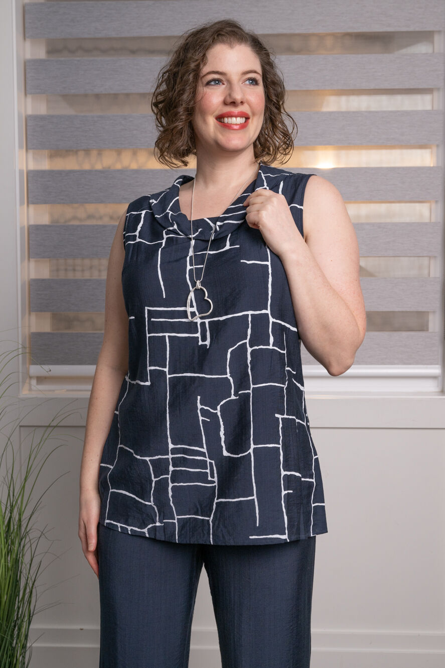 Sleeveless Geo Print Top Image 1