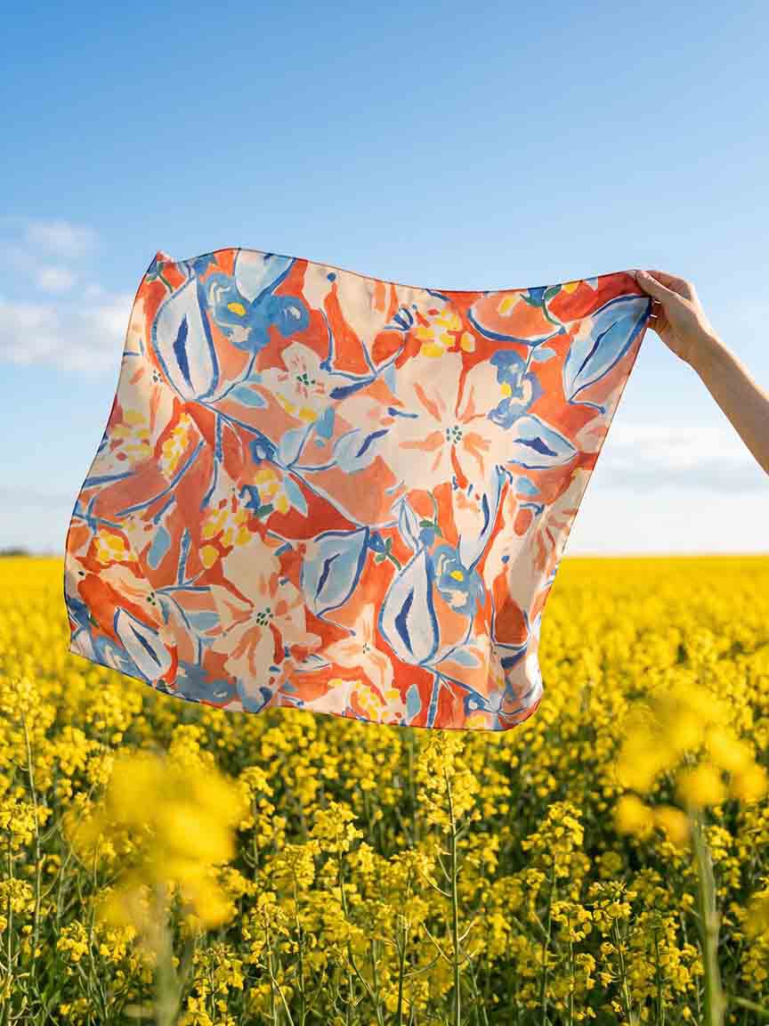 Lightweight Abstract Silk Scarf
