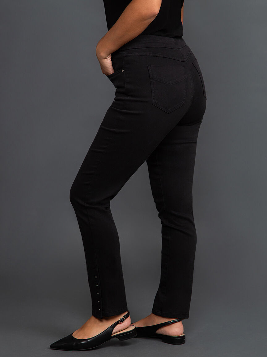 Pull-On Denim Ankle Pants Image 3