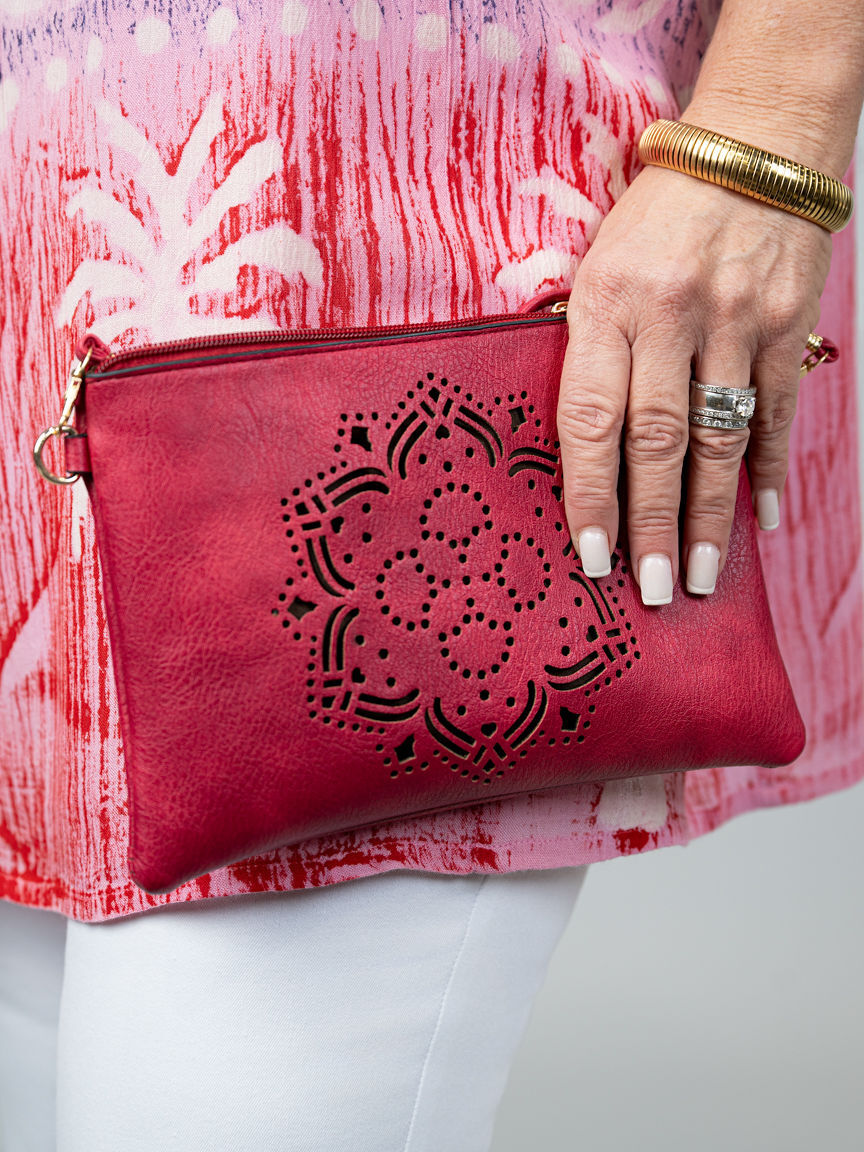 Mandala Cutout Crossbody Bag With Removable Straps