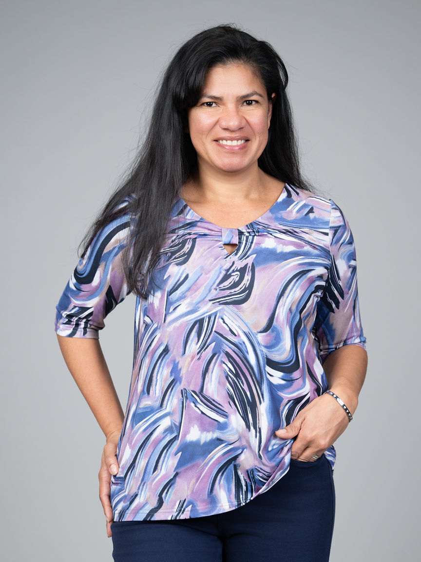 3/4 Sleeve Top With Twist Knot