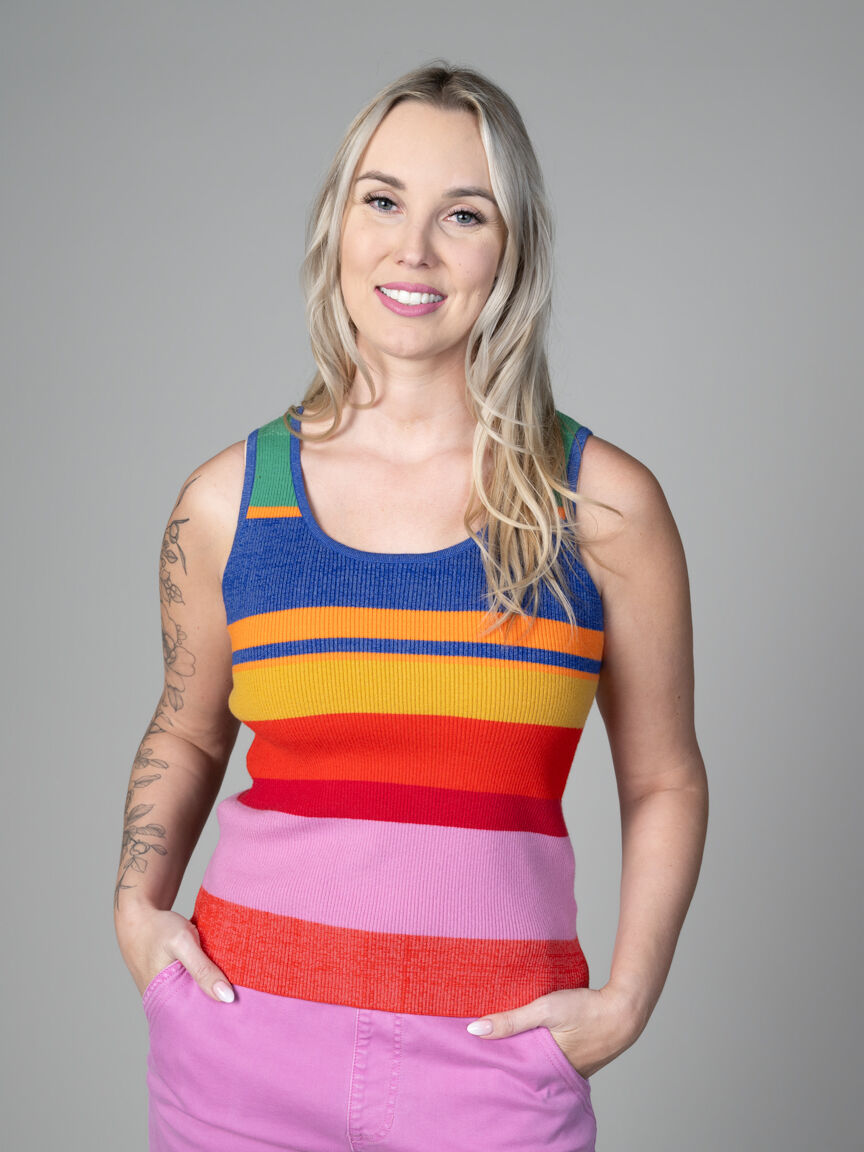 Multi-Coloured Stripe U-Neck Cami