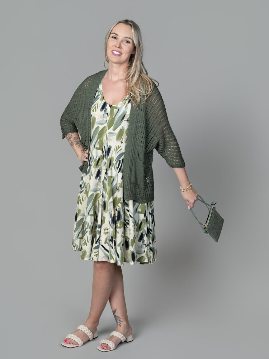 Crochet 3/4 Sleeve Cardigan Image 1