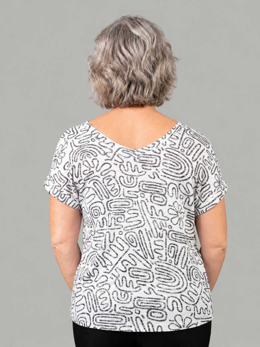 2-Way Neckline Abstract Print Top