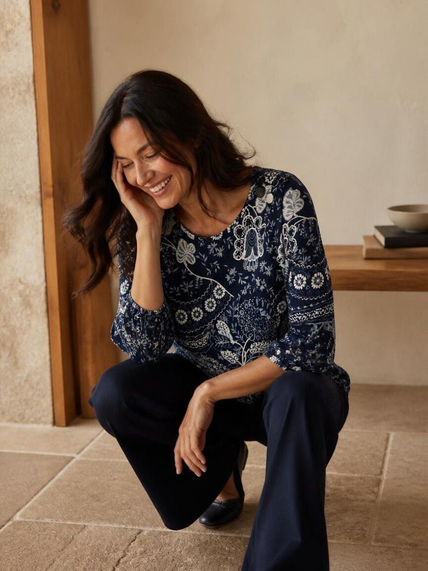 3/4 Sleeve V-Neck Top