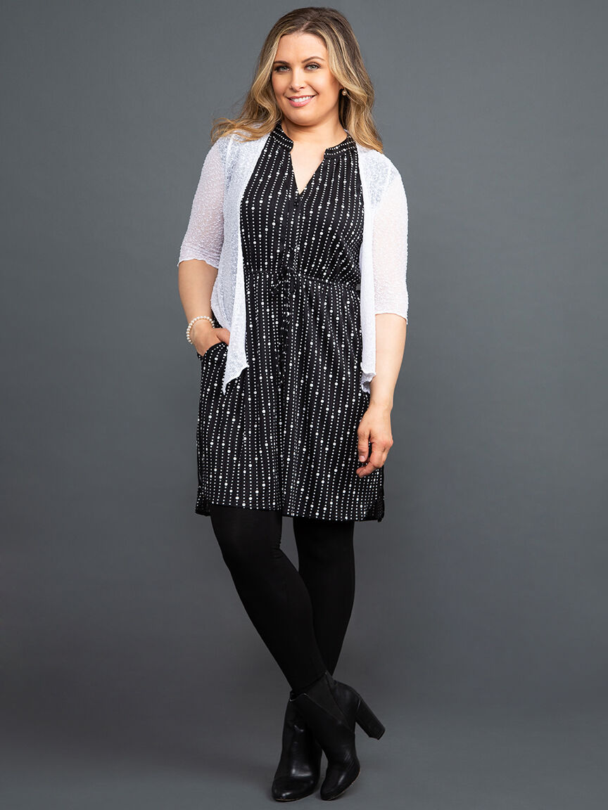 Polka Dot Drawstring Waist Dress Image 6