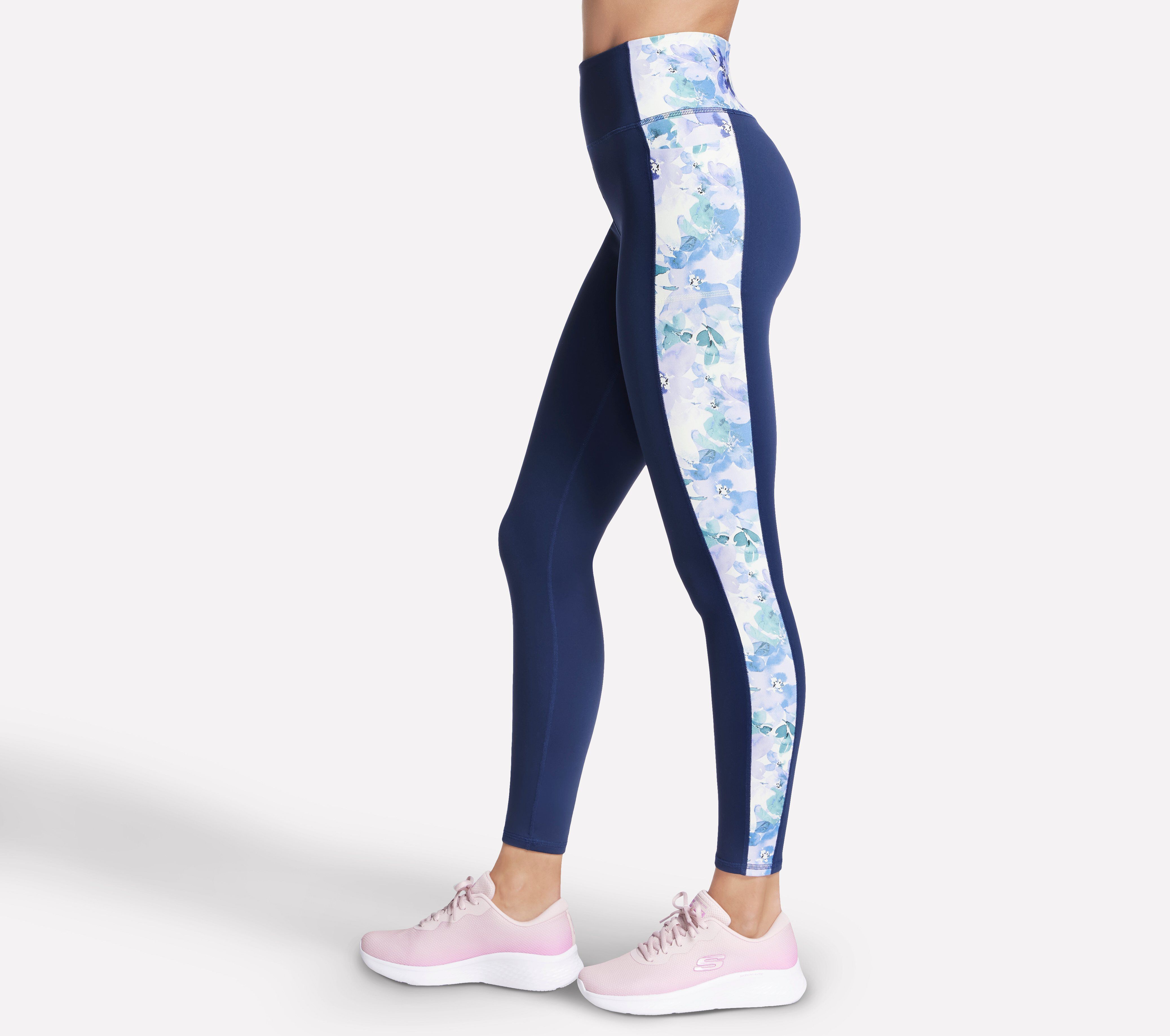 GO WALK Seascape Floral Full Length High-Waisted Legging
